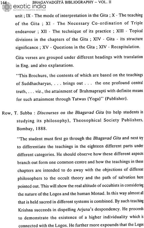 Bhagavadgita Bibliography (Set of 2 Volumes)