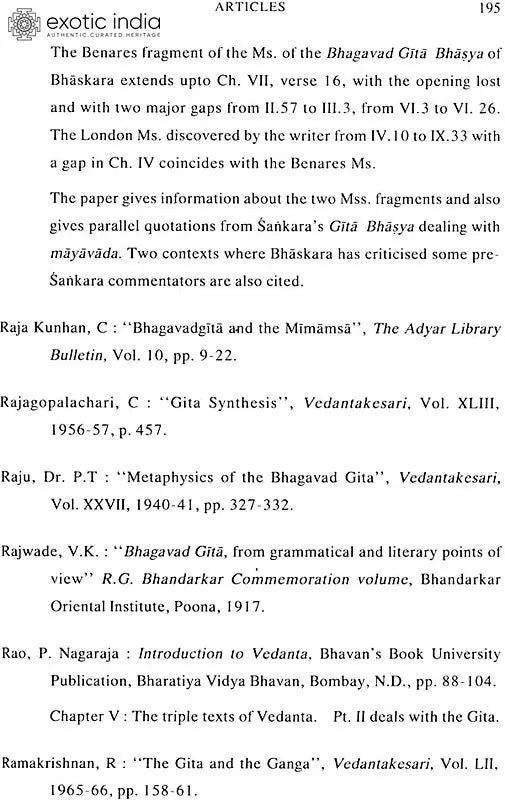 Bhagavadgita Bibliography (Set of 2 Volumes)