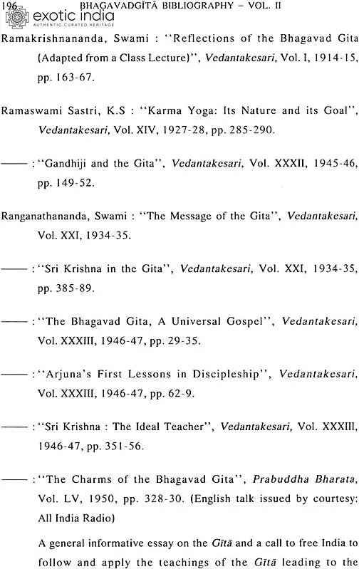 Bhagavadgita Bibliography (Set of 2 Volumes)