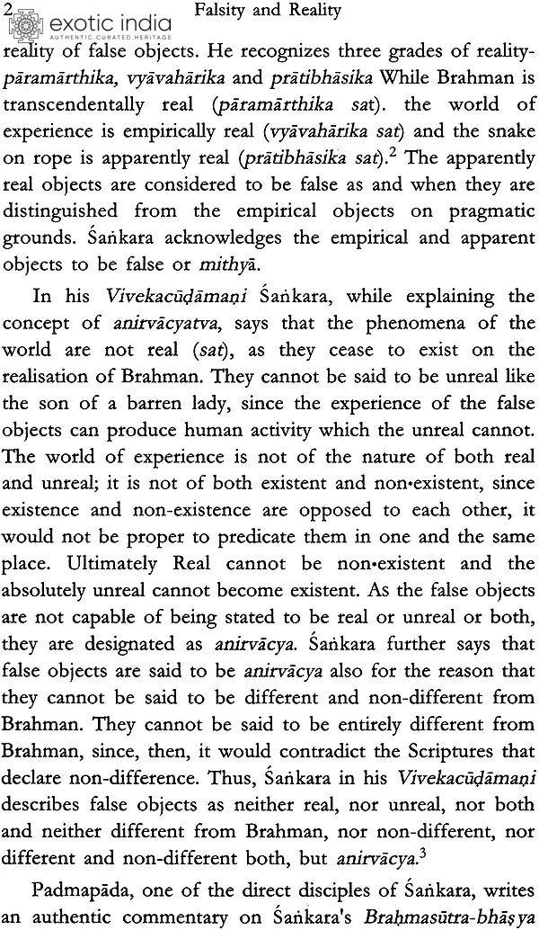 Falsity and Reality (An Advaita Approach)