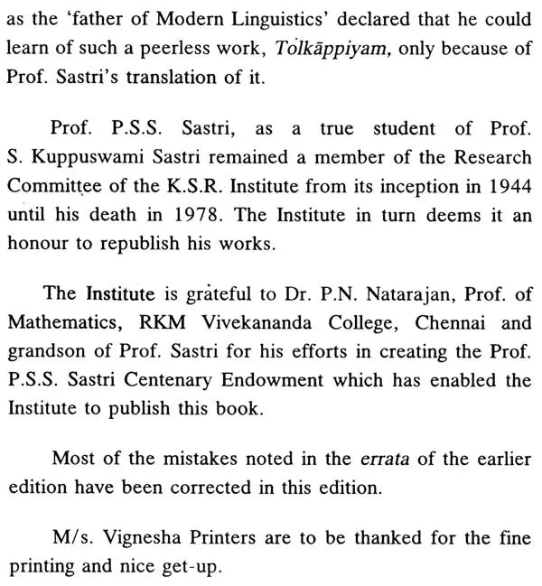 Tolkappiyam - The Earliest Extant Tamil Grammar With a Short Commentary in English (Set of 2 Volumes)