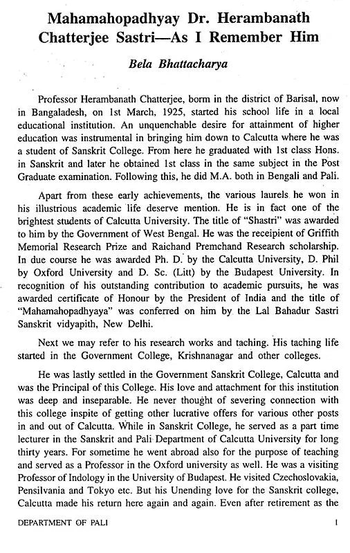 Journal of The Department of Pali- Vol- IX, 1999 (An Old and Rare Book)