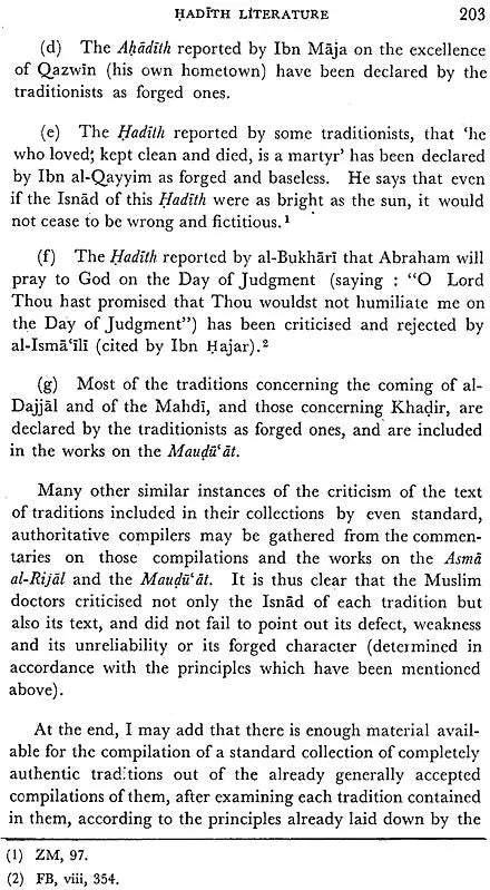 Hadith Literature (Its Origin, Development, Special Features and Criticism)