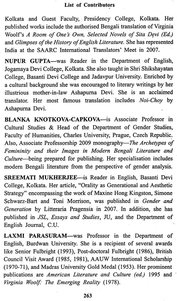 Breaking the Silence: Reading Virginia Woolf, Simone de Beauvoir and Ashapurna Devi