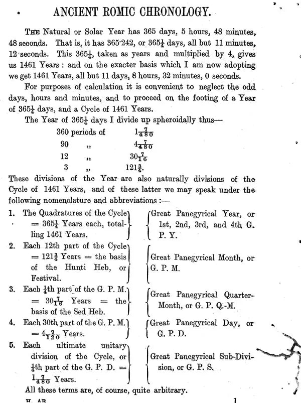 Ancient Romic Chronology (An Old and Rare Book, Pin Holed)