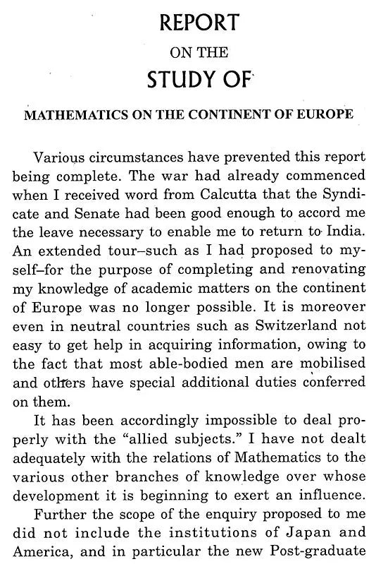 Report on the Study of Mathematics on the Continent of Europe (An Old Book)