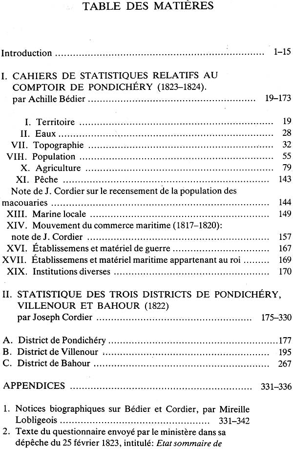 Statistiques de Pondichéry (1822–1824) - Retail Maharaj
