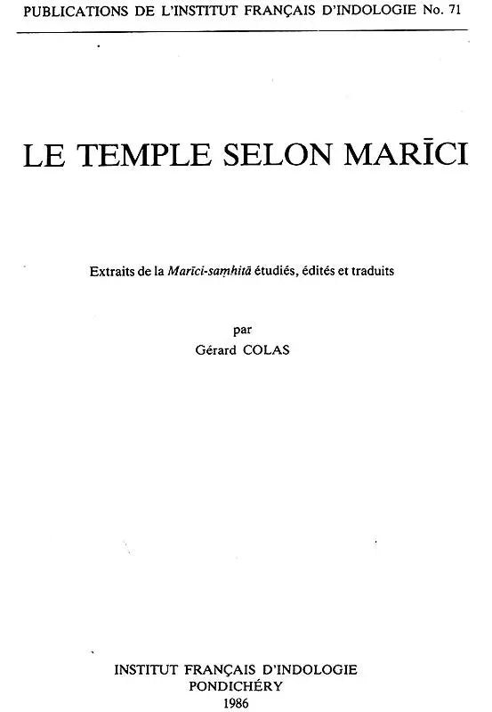 Le Temple Selon Marici (An Old and Rare Book) - Retail Maharaj