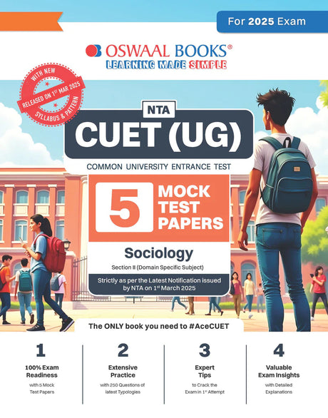 NTA CUET (UG) 5 Mock Test Papers | Section II Sociology (For 2025 Exam) | With New Syllabus & Pattern Released on 1st March 2025 - Retail Maharaj