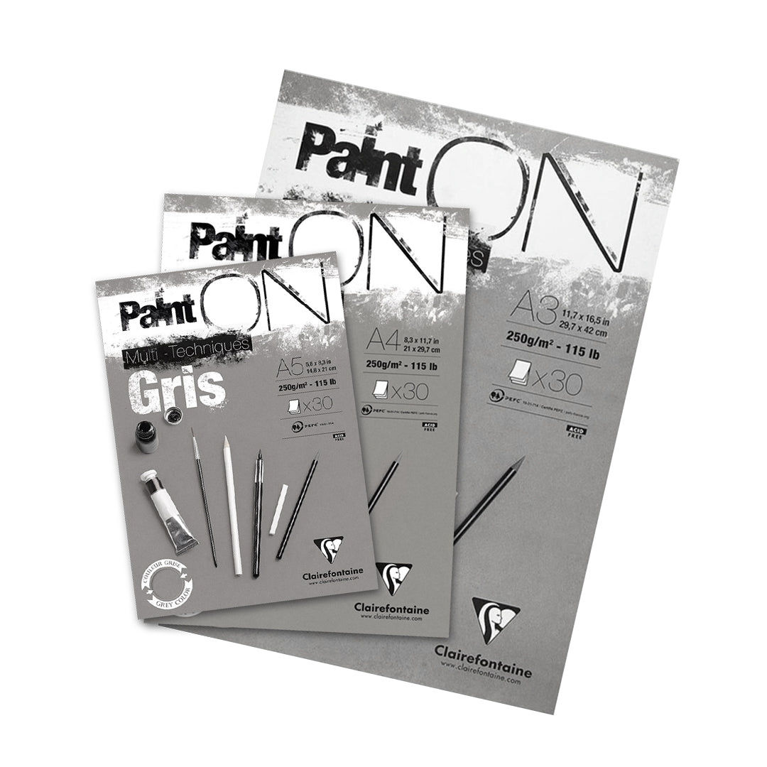 Clairefontaine Paint’On Multi-Technique Grey Mixed Media Pad 250 GSM – Open Stock - Retail Maharaj