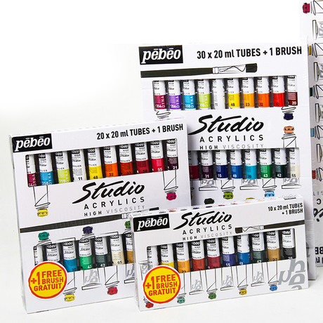 Pebeo Studio Acrylics High Viscosity Sets Thick Satin Finish Artist Acrylic Paint Tubes for Canvas Wood and Mixed Media - Retail Maharaj