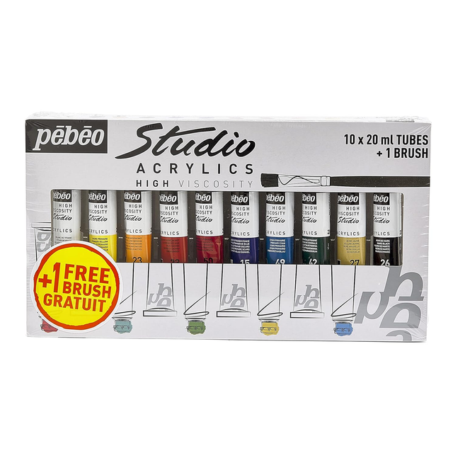 Pebeo Studio Acrylics High Viscosity Sets Thick Satin Finish Artist Acrylic Paint Tubes for Canvas Wood and Mixed Media - Retail Maharaj