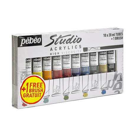 Pebeo Studio Acrylics High Viscosity Sets Thick Satin Finish Artist Acrylic Paint Tubes for Canvas Wood and Mixed Media - Retail Maharaj