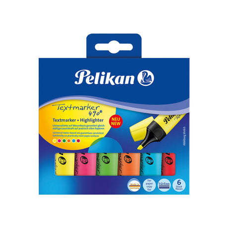 Pelikan Textmarker 490 Highlighter Set of 6 Assorted Colors - Retail Maharaj