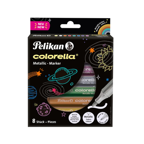 Pelikan Colorella Metallic Marker Set of Eight Shiny Colour Pens - Retail Maharaj