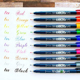 Tombow Fudenosuke Hard Tip Brush Pen Set of 10 Assorted Colours - Retail Maharaj