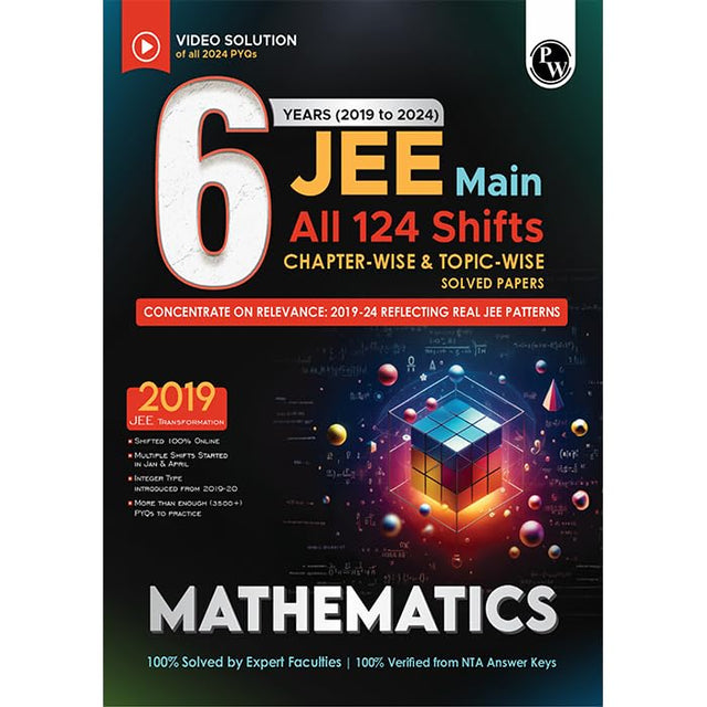 Pw Jee Main 6 Years 2019-2024 Mathematics All Shifts Online Previous Years Solved Papers Chapterwise And Topicwise Pyqs For Jee Main 2025 Exams - Retail Maharaj
