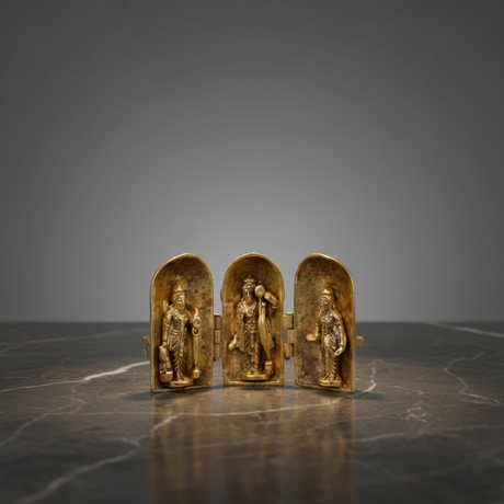 Ram Darbar Murti – Folding Type Aluminium Ramar Darbar Idol for Pooja (6 x 5.5 Inches) - Retail Maharaj