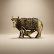 Cow & Calf Idol – 2 x 1.25 Inches | Antique Brass Kamadhenu Statue / Cow Calf Murti for Home & Pooja Decor - Retail Maharaj