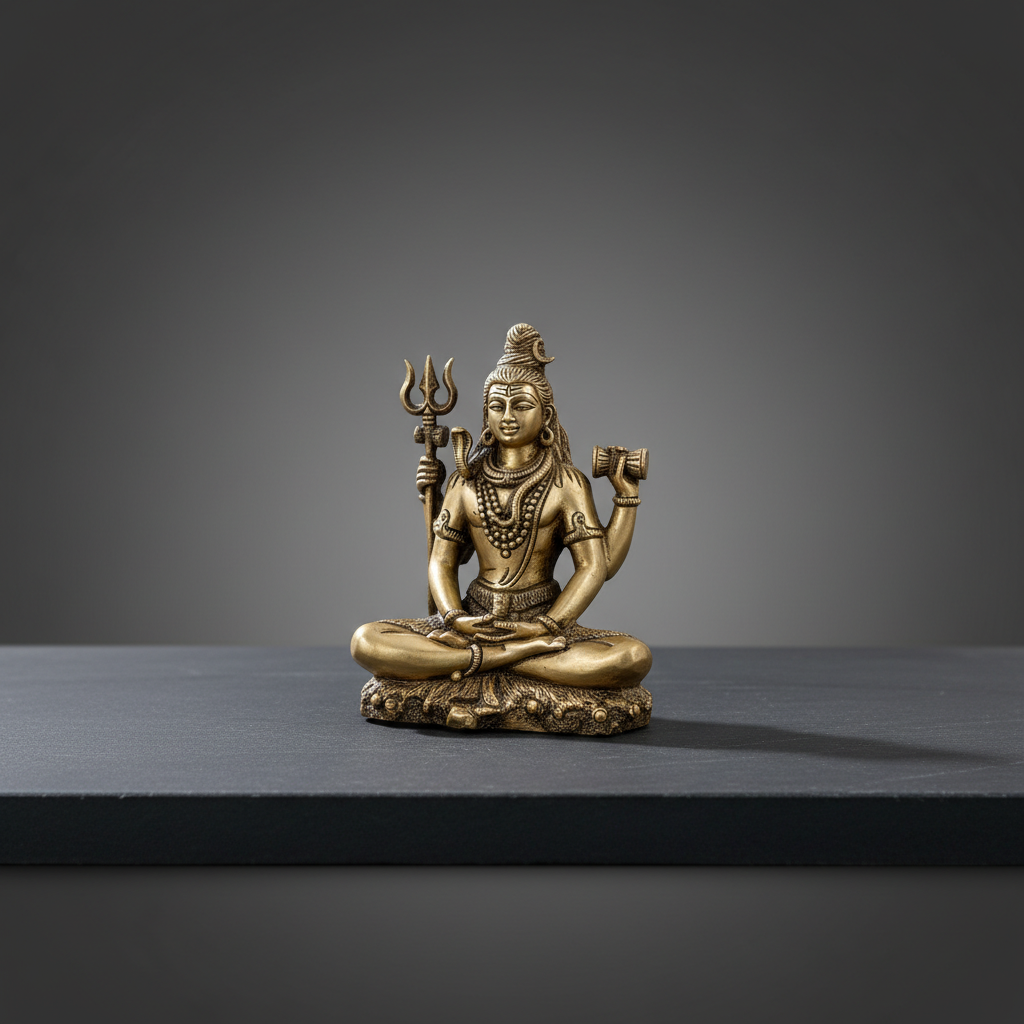 Shiva Statue – 6 x 4.2 Inches | Antique Brass Shiv Murti / Mahadev Idol for Home & Pooja Decor - Retail Maharaj