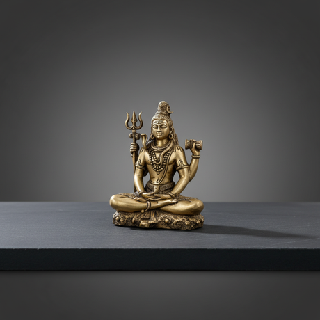 Shiva Statue – 6 x 4.2 Inches | Antique Brass Shiv Murti / Mahadev Idol for Home & Pooja Decor - Retail Maharaj