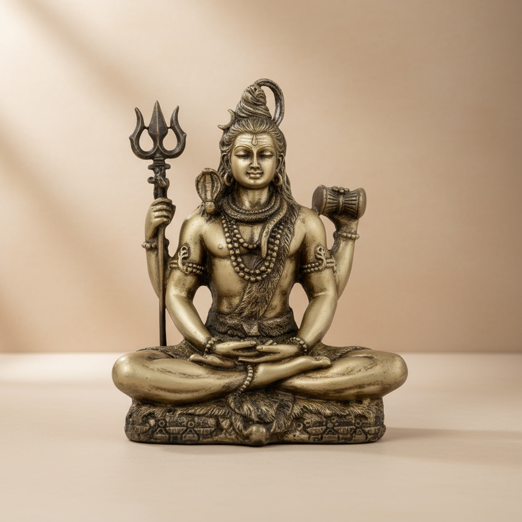Shiva Statue – 6 x 4.2 Inches | Antique Brass Shiv Murti / Mahadev Idol for Home & Pooja Decor - Retail Maharaj