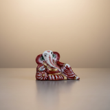 Resting Ganesh Murti – Painted Aluminium Vinayagar Statue / Resting Ganesha Idol for Pooja (2 x 2.5 Inches) - Retail Maharaj