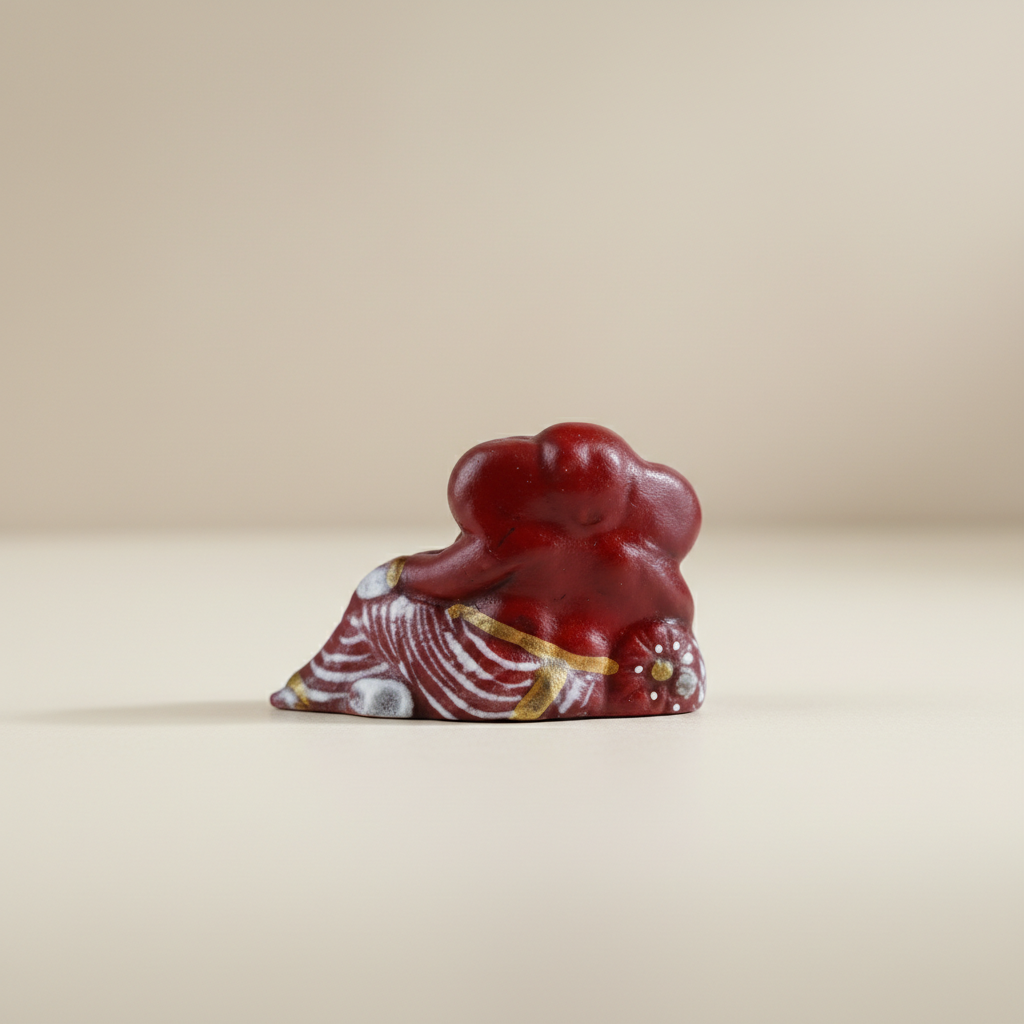 Resting Ganesh Murti – Painted Aluminium Vinayagar Statue / Resting Ganesha Idol for Pooja (2 x 2.5 Inches) - Retail Maharaj