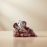 Resting Ganesh Murti – Painted Aluminium Vinayagar Statue / Resting Ganesha Idol for Pooja (2 x 2.5 Inches) - Retail Maharaj