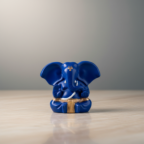 Painted Ganesh Murti – Aluminium Vinayagar Statue / Big Ear Ganesha Idol for Pooja (5 x 2.25 Inches) - Retail Maharaj