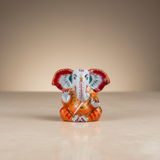 Painted Ganesh Murti – Aluminium Vinayagar Statue / Big Ear Ganesha Idol for Pooja (3 x 3.25 Inches) - Retail Maharaj
