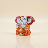 Painted Ganesh Murti – Aluminium Vinayagar Statue / Big Ear Ganesha Idol for Pooja (3 x 3.25 Inches) - Retail Maharaj