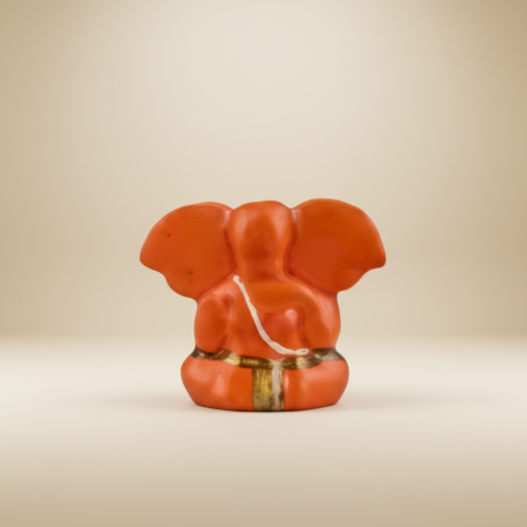 Painted Ganesh Murti – Aluminium Vinayagar Statue / Big Ear Ganesha Idol for Pooja (3 x 3.25 Inches) - Retail Maharaj