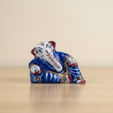 Resting Ganesh Murti – Painted Aluminium Vinayagar Statue / Resting Ganesha Idol for Pooja (1 Inch) - Retail Maharaj