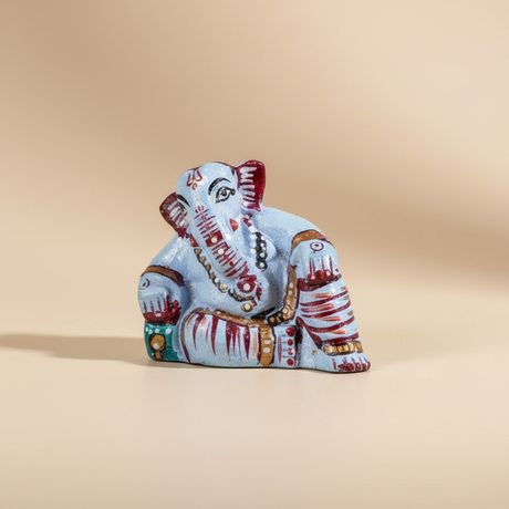 Resting Ganesh Murti – Aluminium Vinayagar Statue / Painted Ganpati Murti for Pooja (1 x 1.75 Inches) - Retail Maharaj