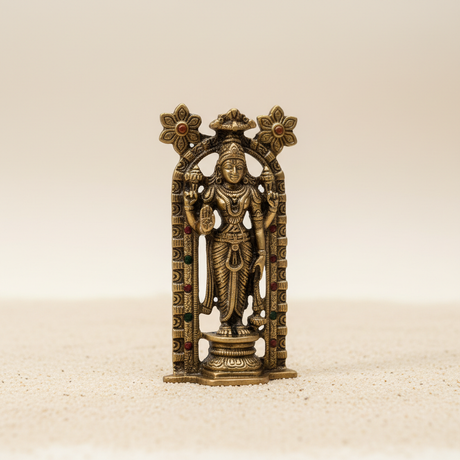 Guruvayurappan Idol – Metal & Antique Gold Polish Guruvayurappan Statue for Table Top (3.75 x 2 Inches) - Retail Maharaj