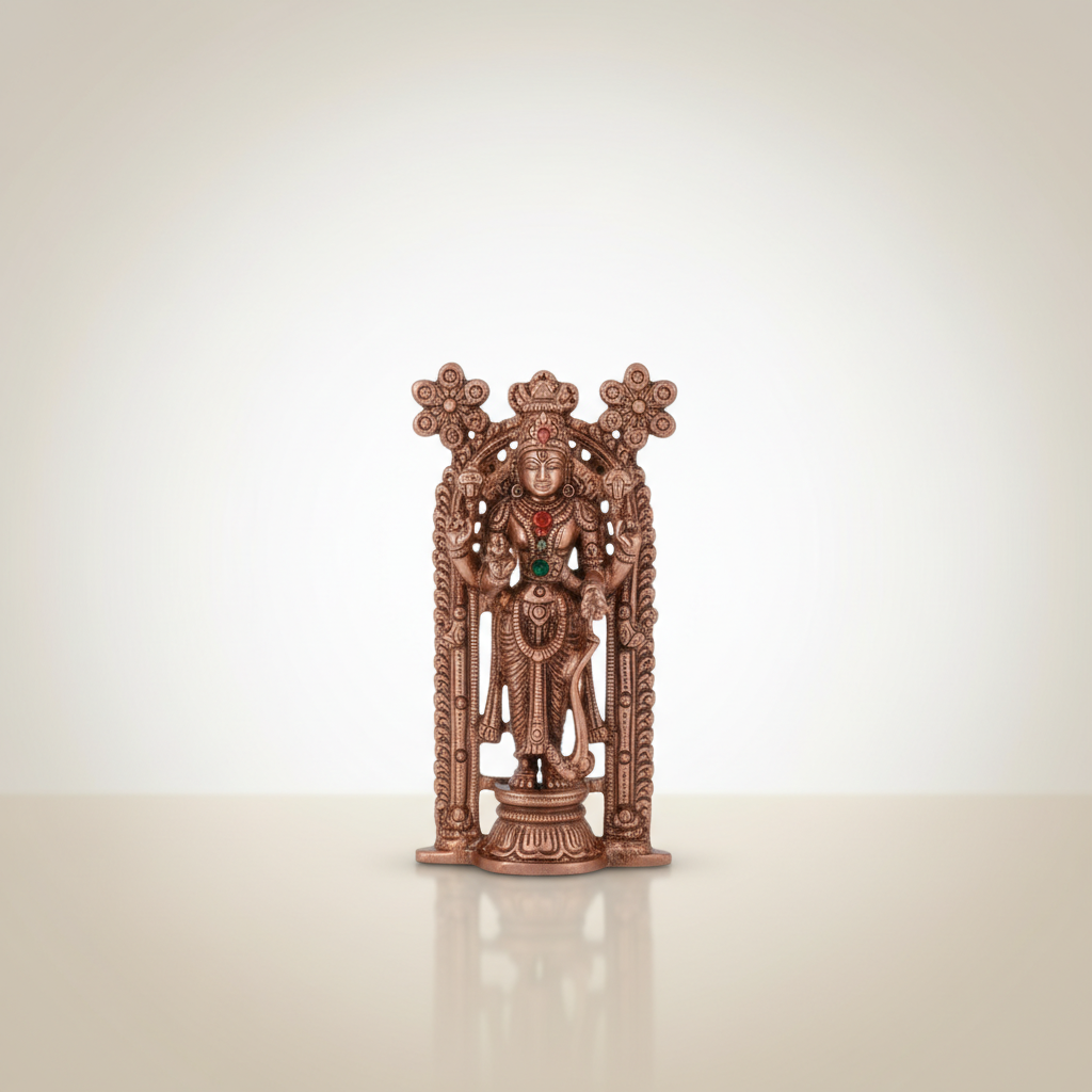 Guruvayurappan Idol – Metal & Antique Copper Polish Guruvayurappan Statue for Table Top (3.75 x 2 Inches) - Retail Maharaj