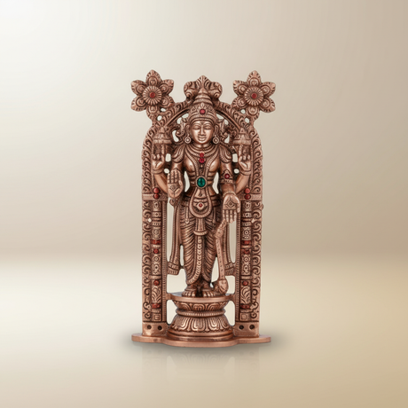 Guruvayurappan Idol – Metal & Antique Copper Polish Guruvayurappan Statue for Table Top (3.75 x 2 Inches) - Retail Maharaj