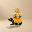 Ganesh Murti Sitting On Mouse – Metal & Stone Coloured Ganpati Idol for Table Top (3 x 2.5 Inches) - Retail Maharaj