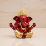 Ganesh Murti – Metal Gold Polish Sitting Ganpati Idol / Vinayaka Statue for Pooja (2 x 1.75 Inches) - Retail Maharaj