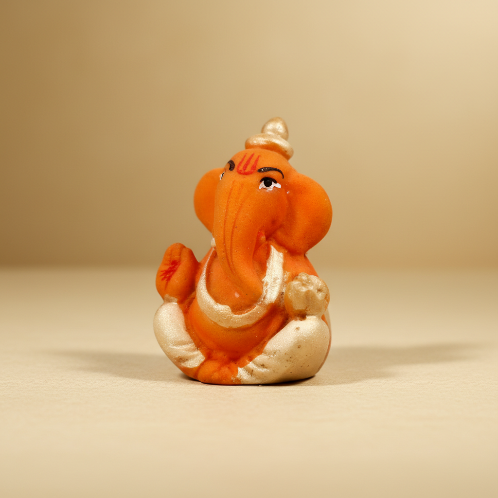 Ganesh Murti – Metal Gold Polish Sitting Ganpati Murti / Vinayaka Statue for Pooja (1.5 x 1.25 Inches) - Retail Maharaj