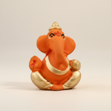Ganesh Murti – Metal Gold Polish Sitting Ganpati Murti / Vinayaka Statue for Pooja (1.5 x 1.25 Inches) - Retail Maharaj