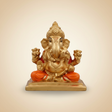 Ganesh Murti Sitting On Bajot – Metal Gold Polish Vinayaka Statue / Ganpati Idol for Pooja (2.75 x 2 Inches) - Retail Maharaj