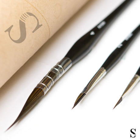Stationerie Petal & Calligraphy Rigger Mop Brush Set – Hybrid Kolinsky - Retail Maharaj