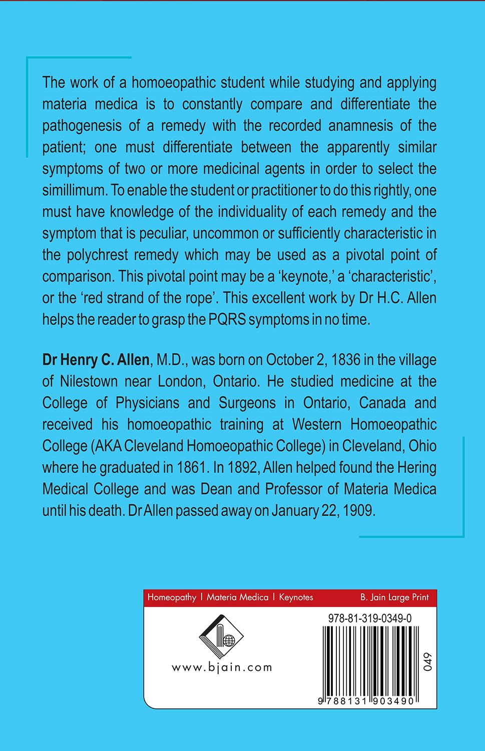 Allen's Keynotes and Characteristics - with Comparisons of Some of the Leading Remedies of the Materia Medica with Bowel Nosodes - Retail Maharaj
