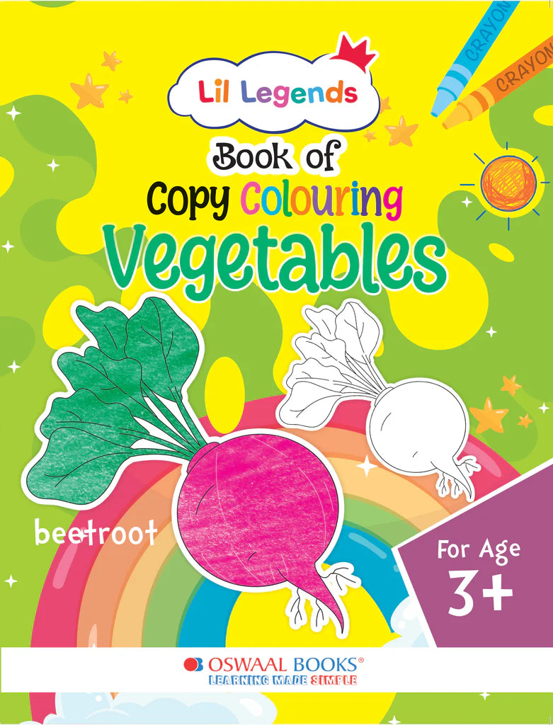 Lil Legends Book of Copy Colouring for kids,To Learn About Vegetables, Age 3 + - Retail Maharaj