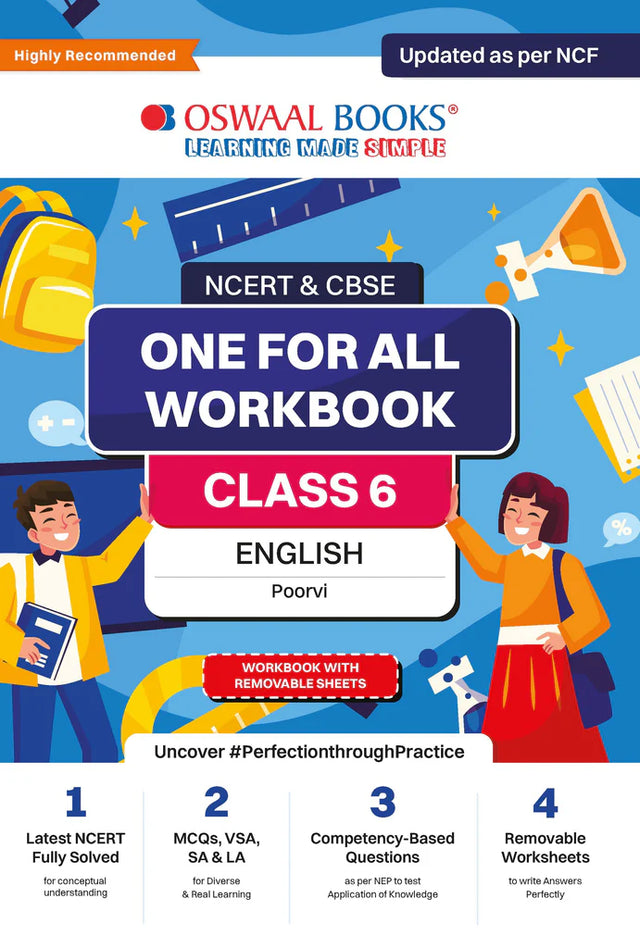 NCERT & CBSE One for all Workbook | English | Class 6 | Updated as per NCF | MCQ's | VSA | SA | LA | For Latest Exam - Retail Maharaj