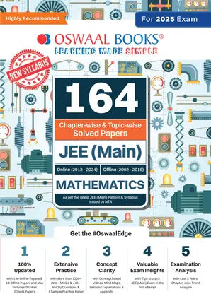 Oswaal 164 Chapter-wise & Topic-wise Solved Papers JEE (Main) 23 Years Question Bank Mathematics Book | For 2025 Exams - Retail Maharaj