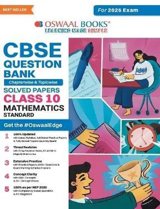 Oswaal CBSE Question Bank Class 10 Mathematics (Standard), Chapterwise and Topicwise Solved Papers For Board Exams 2025 - Retail Maharaj