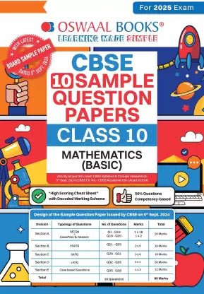 Oswaal CBSE Sample Question Papers Class 10 Mathematics Basic Book (For 2025 Exam) - Retail Maharaj